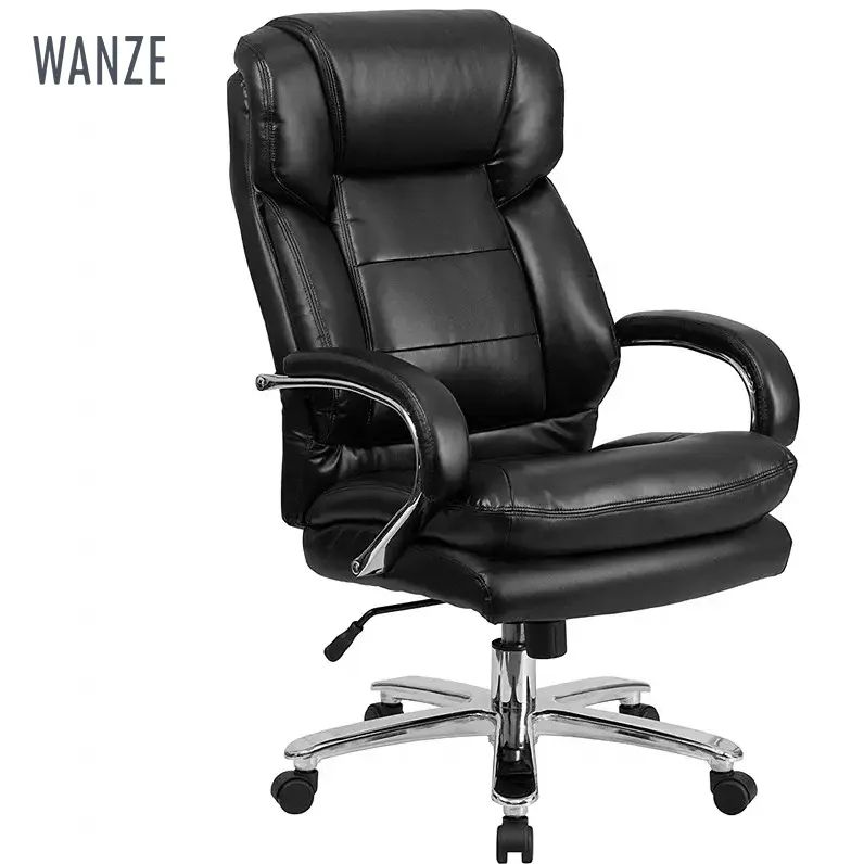 Black Boss Chair Leisure Iron Office Modern Swivel Chair Price Swivel Chair Living Room Synthetic Leather 2 Year Wz