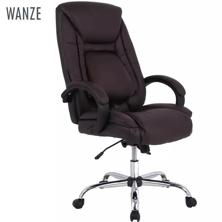 Anji Brown Black PU Leather Office Chair Computer Chair Lumbar Back Support