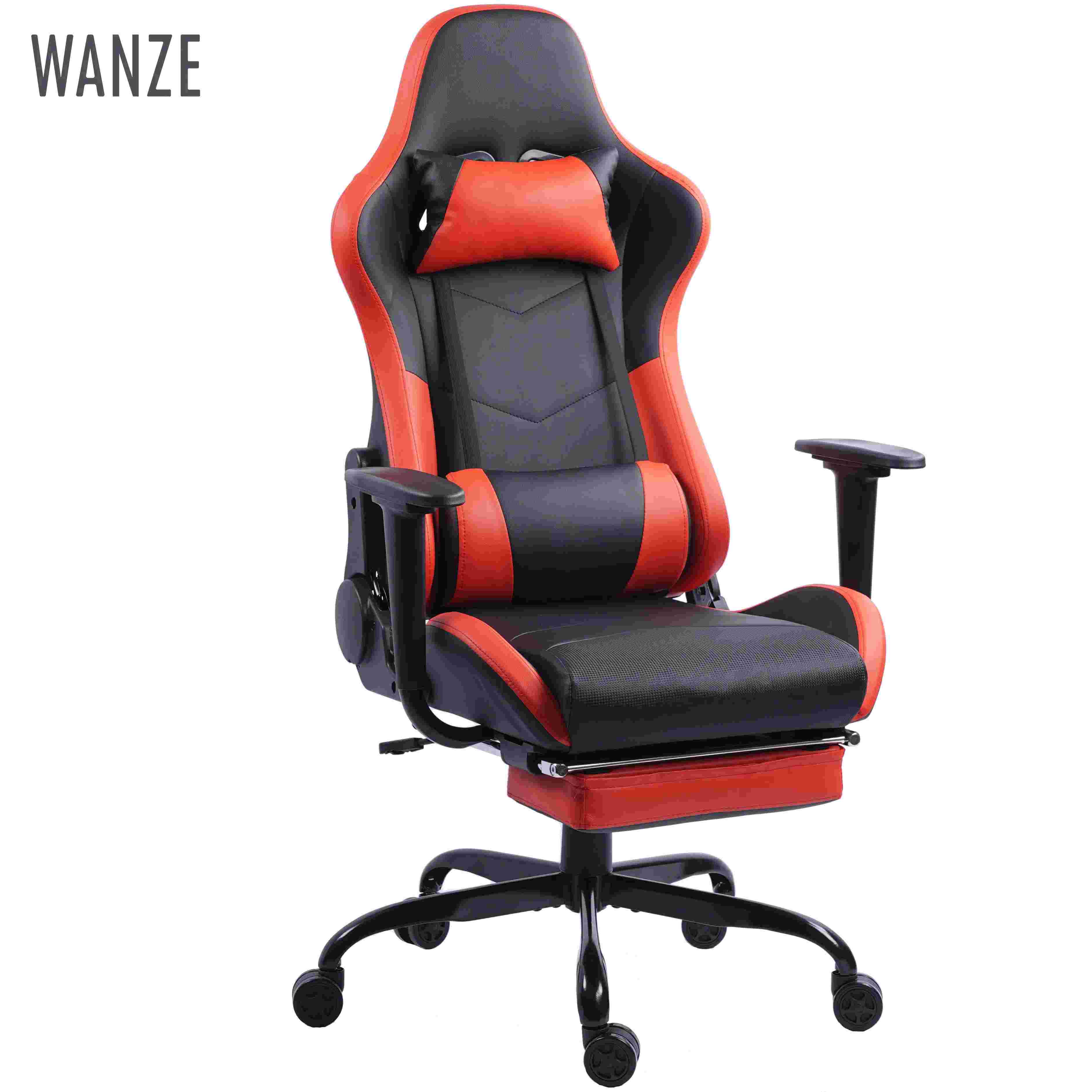 Base 60mm Racing Casters Headrest&lumbar Pillow Footrest Customized Color Swivel Gaming Chair 2D Armrest Metal PU Leather Iron