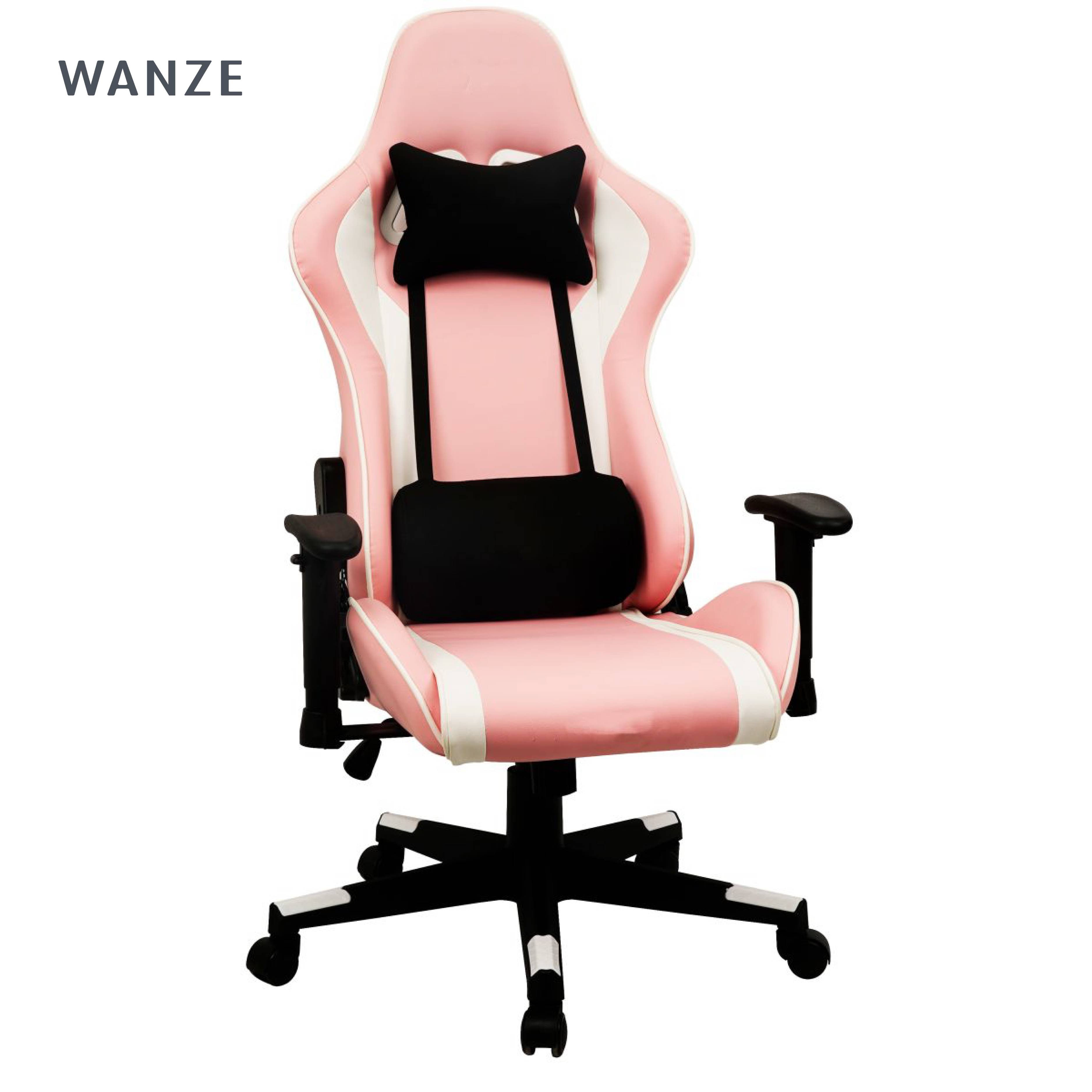 Anji's new high-end pink esports chair is 180 degree reclinable and adjustable