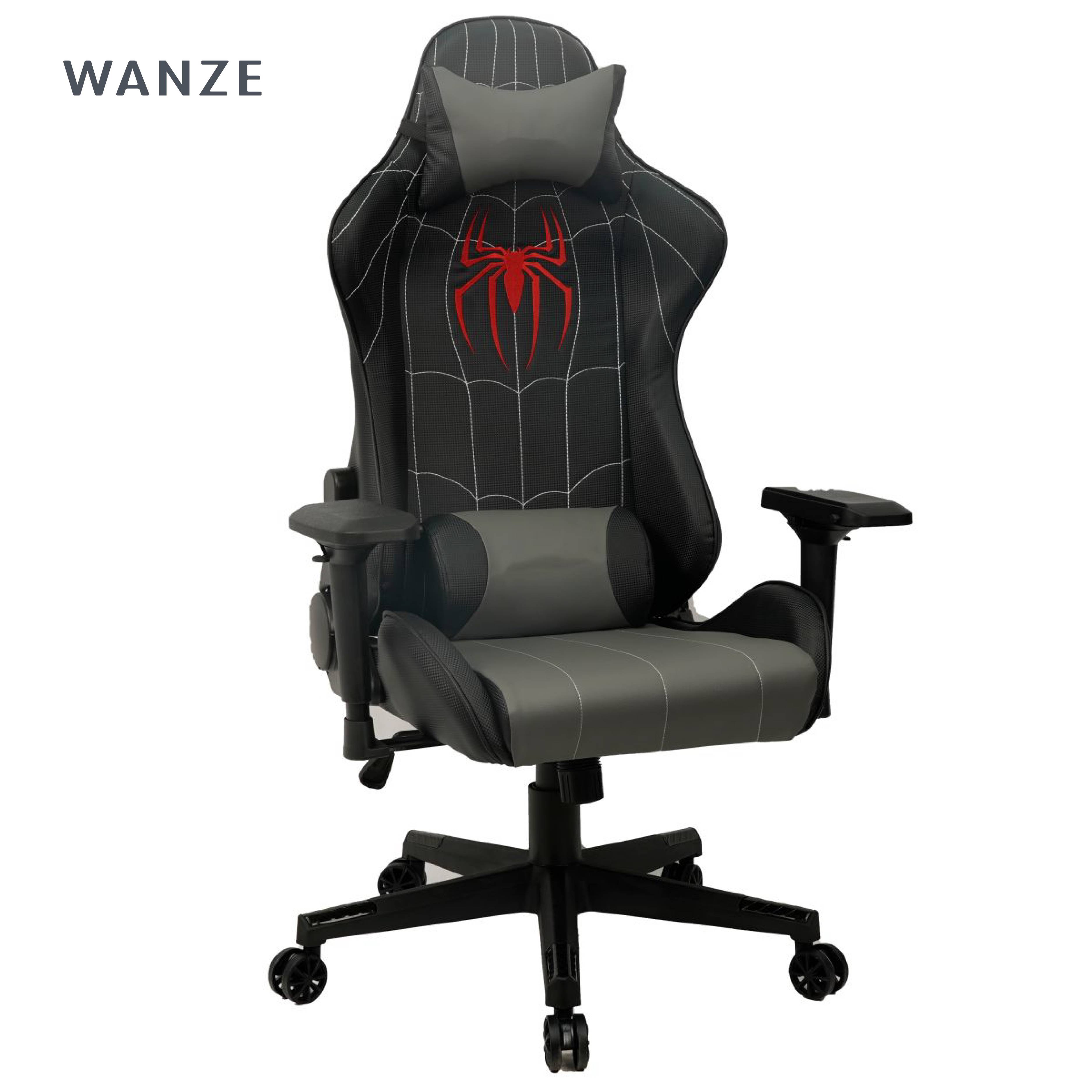 Classic Hot Selling Red Spider Black PU Leather Gaming Chair 3D Armrest