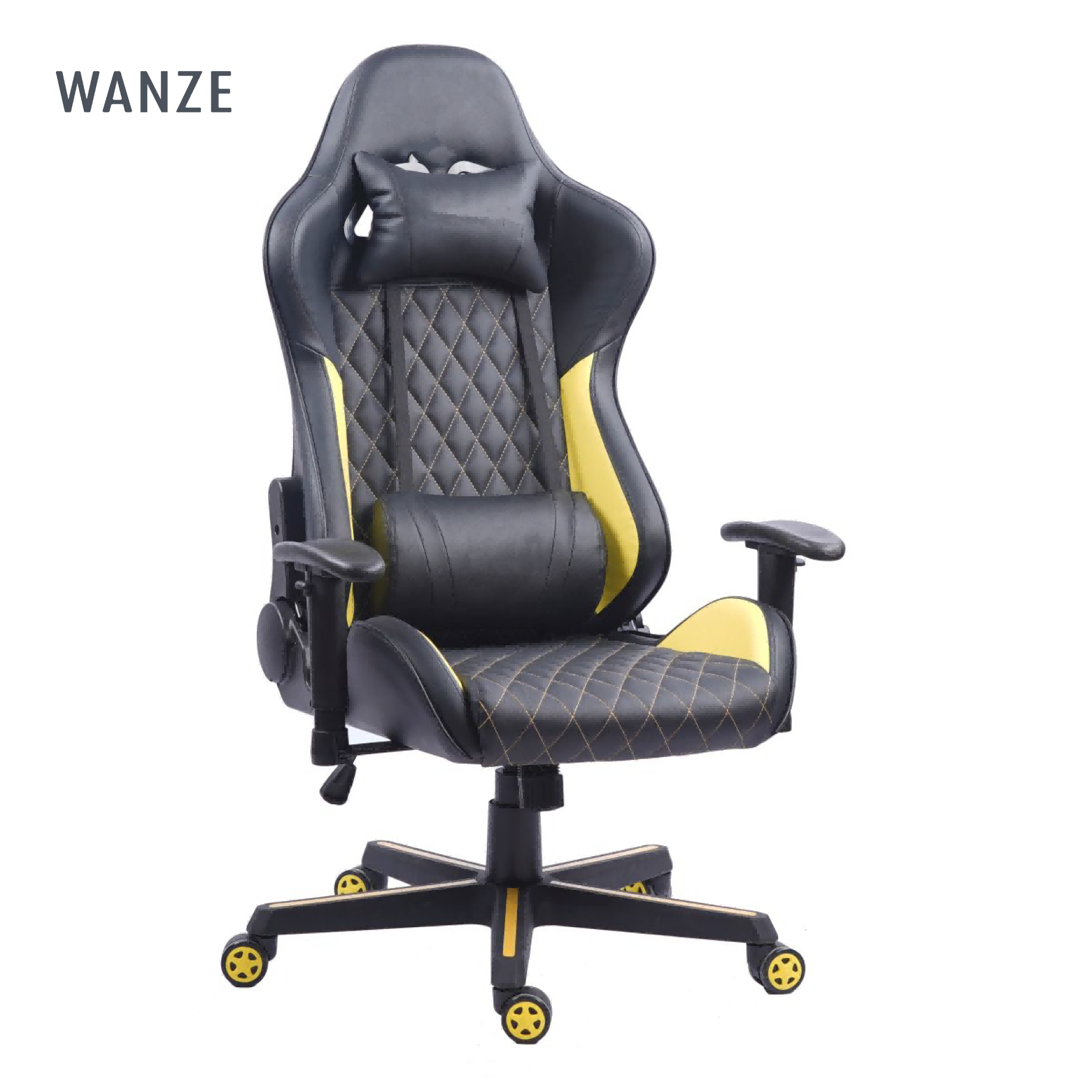 Yellow line high-end grid backrest gaming chair with 160 degree recliner