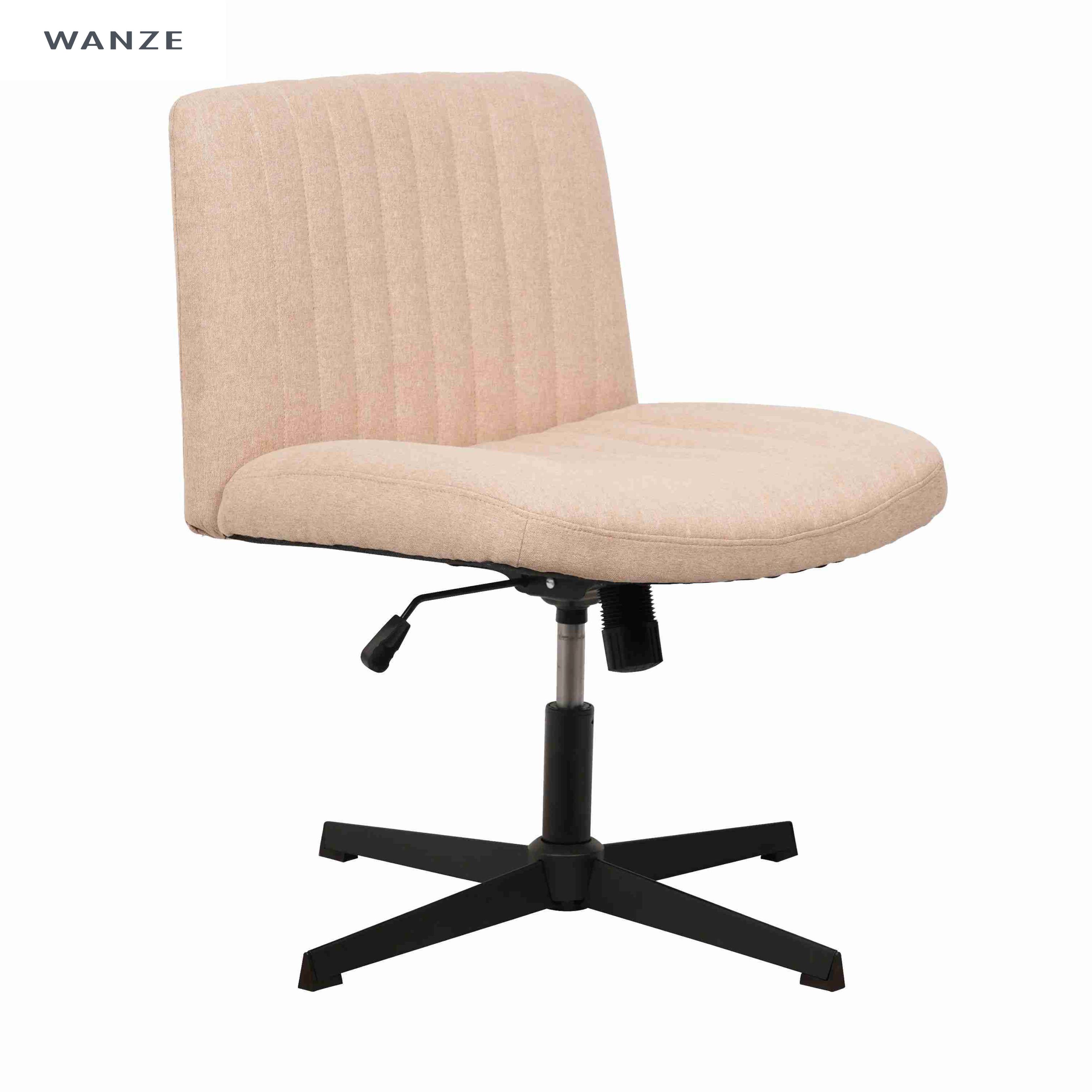 Cross Legged Office Chair No Wheels Armless Wide Modern Home Office Chair Swivel Adjustable Leather Fabric Vanity Luxury