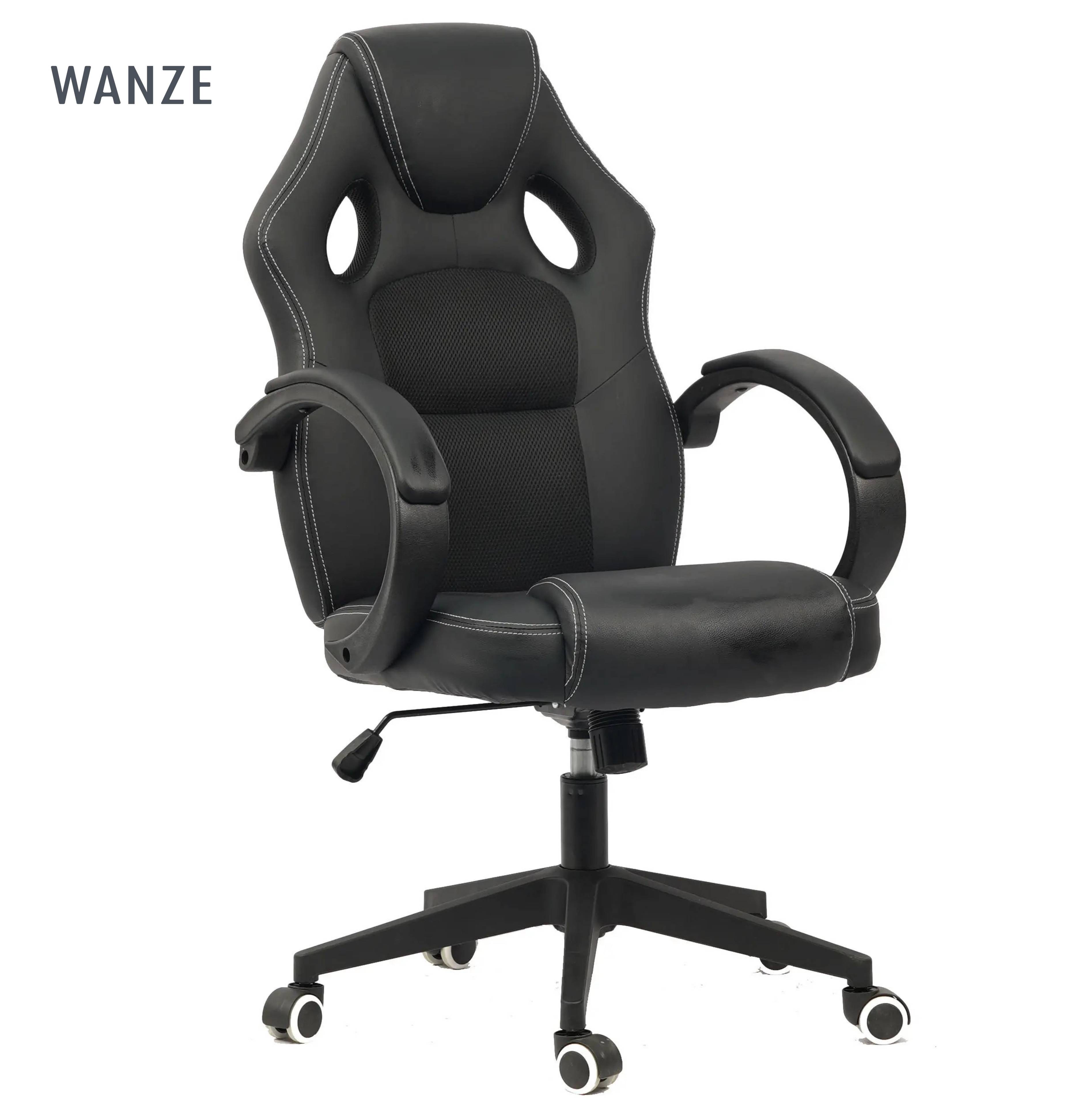 Black comfortable PU leather computer chair rotating ergonomics manufactured by Anji Wholesale Foreign Trade