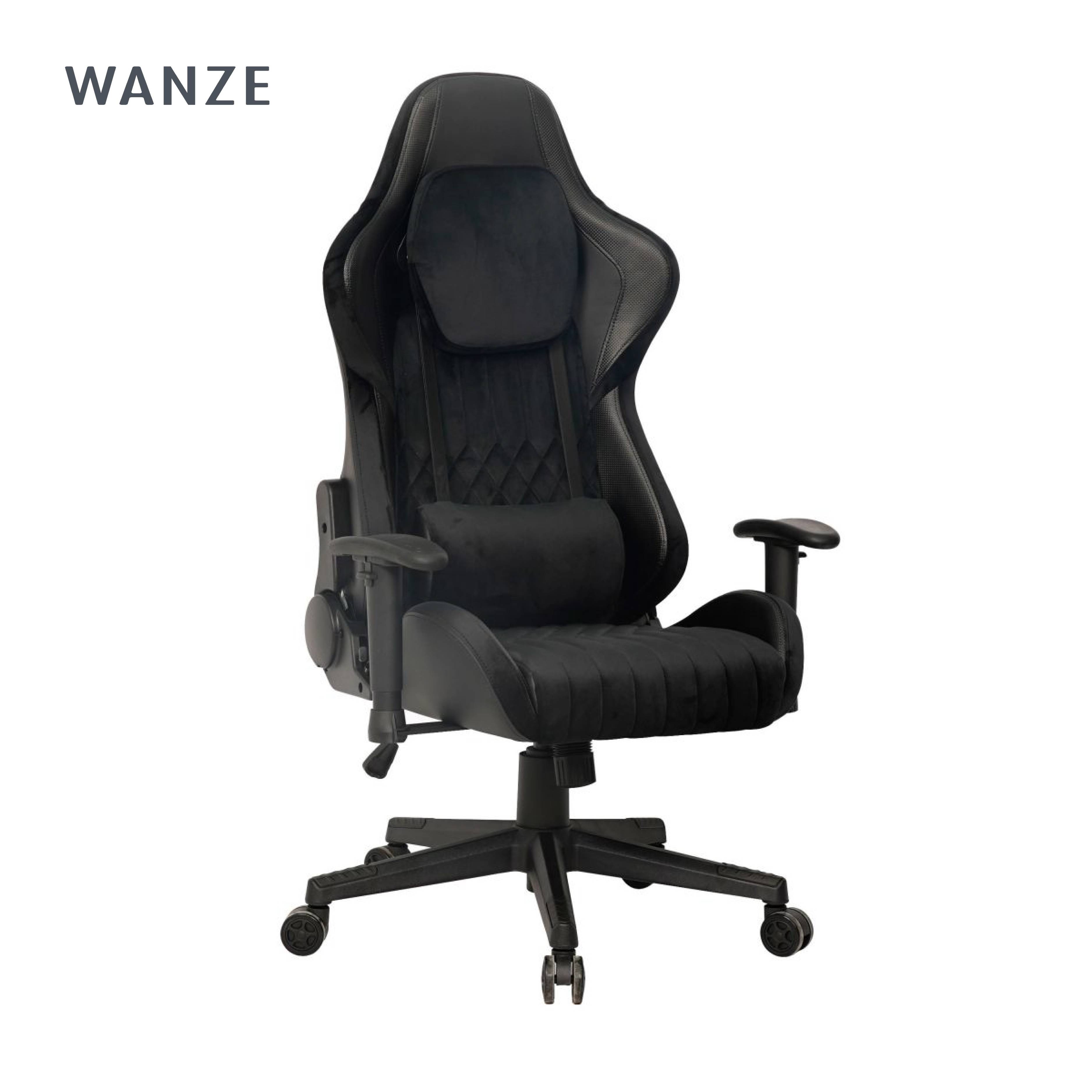 Wholesale of racing chairs with black metal casters PU leather 3D armrests headrests footstools high-end esports chairs