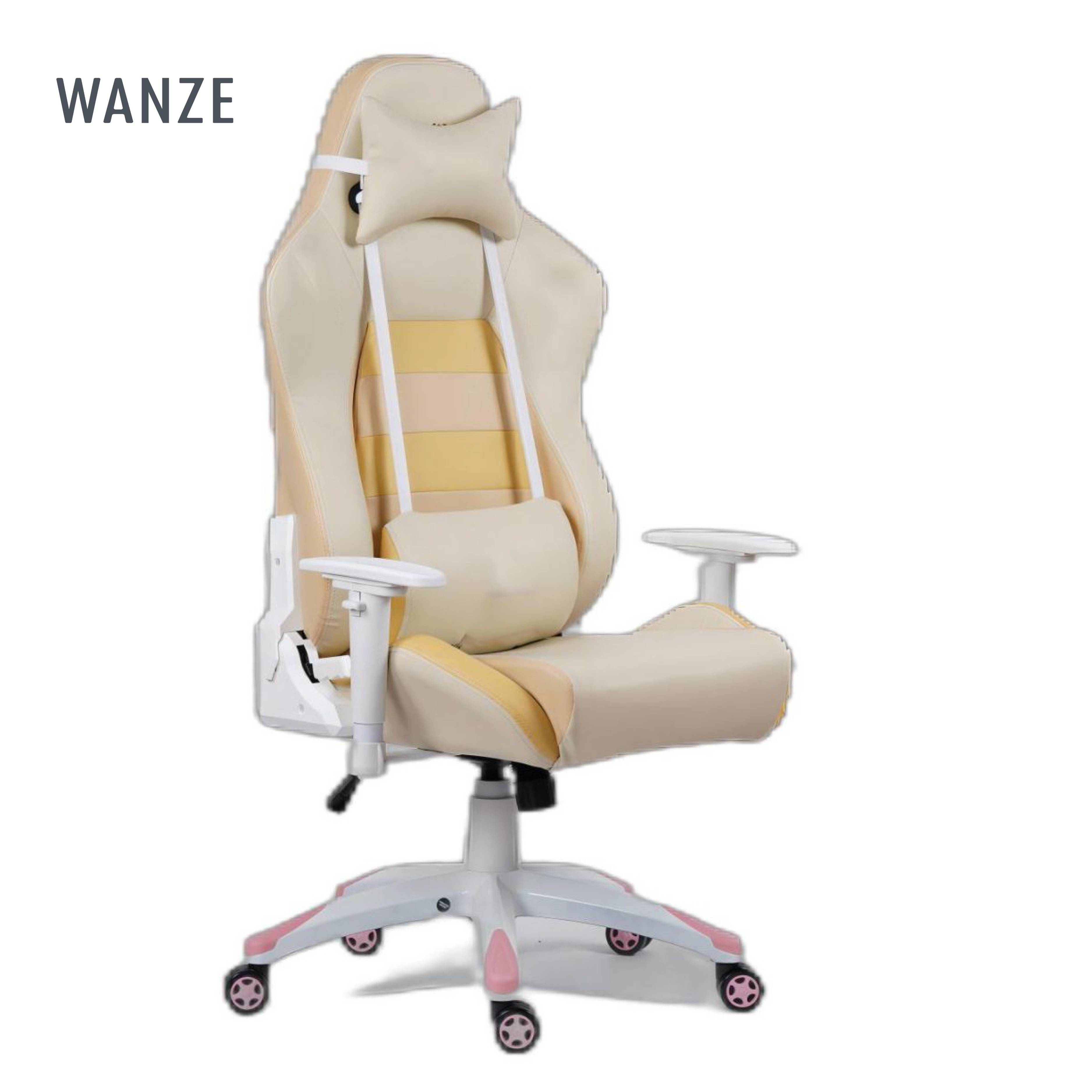 Factory customized female yellow high aesthetic full set cotton adjustable armrests reclining and lifting gaming chairs